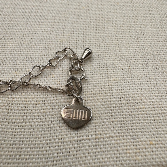 Platinum Plated Sterling Silver pendant with cubic zirconia & multicoloured gems - Picture 11 of 13